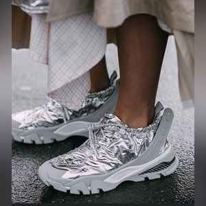 Calvin Klein 205W39NYC Caramene Metallic Foil Sneakers Size- 8